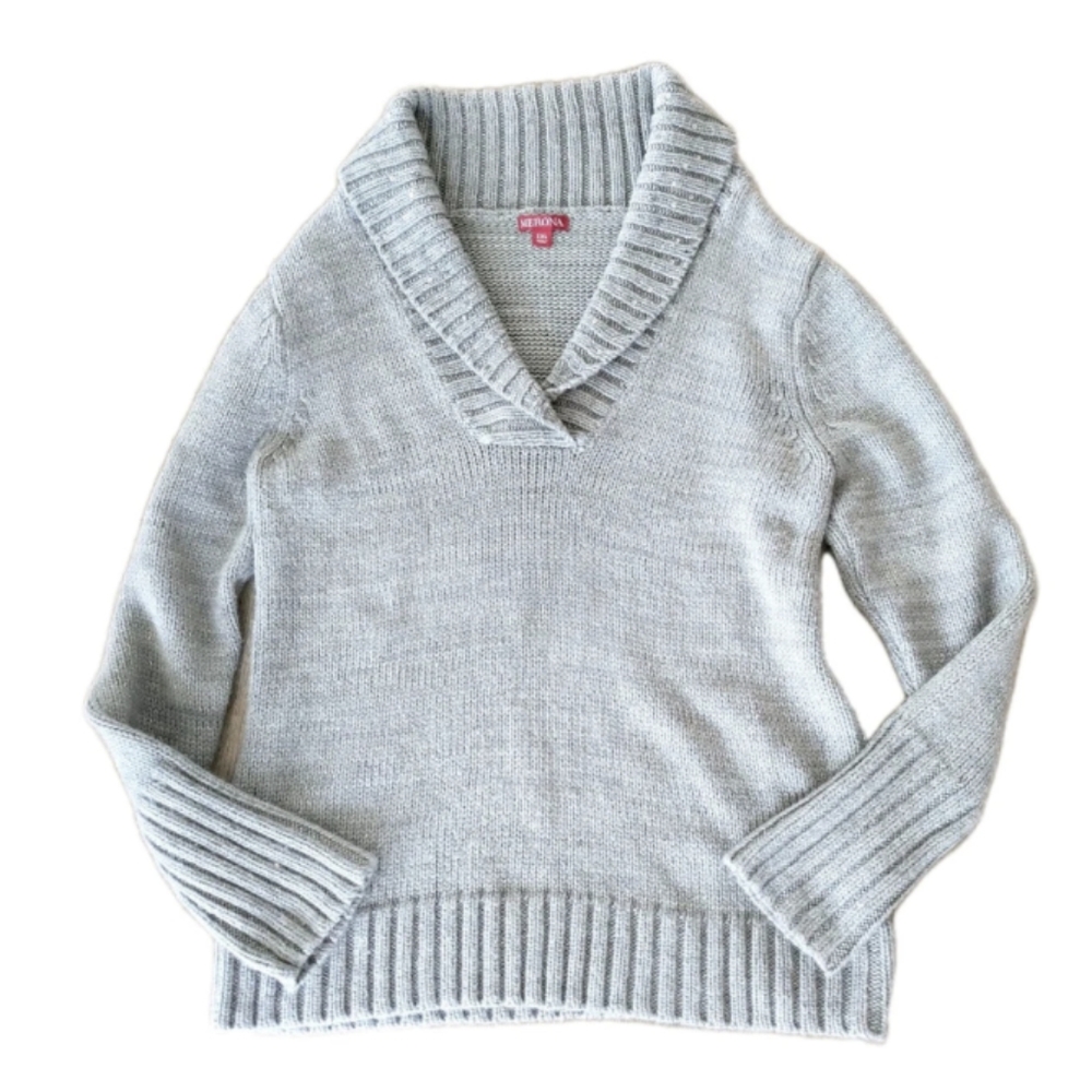 Y2K Merona Metallic Cowl Neck Sweater Shimmer Glitter Party Retro 2000s‎